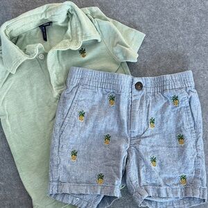 Janie and Jack Green and Blue Pineapple Set